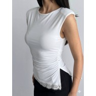 LACE DETAIL RUCHED BLOUSE 189800