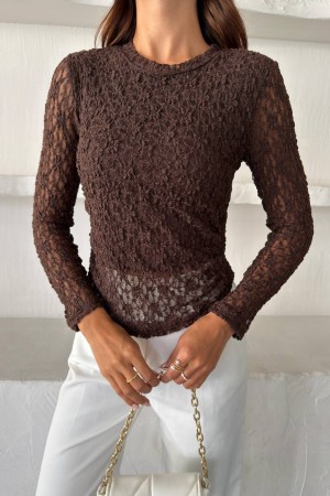 DANTEL DOKULU FIT BLUZ 191335