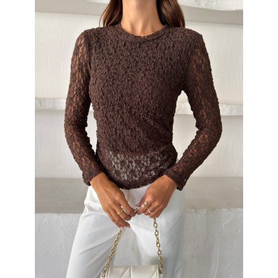 DANTEL DOKULU FIT BLUZ 191335