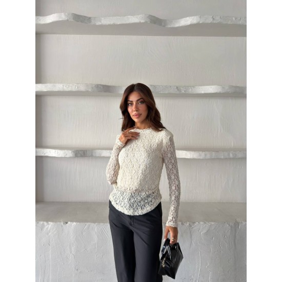 DANTEL DOKULU FIT BLUZ 191336