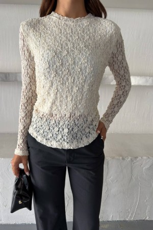 DANTEL DOKULU FIT BLUZ 191336
