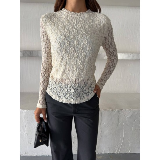 DANTEL DOKULU FIT BLUZ 191336