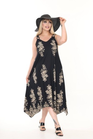 PATTERNED BUCKLED VISCOSE DRESS 189018