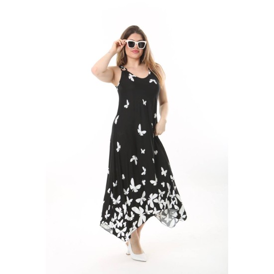 PATTERNED BUCKLED VISCOSE DRESS 189076