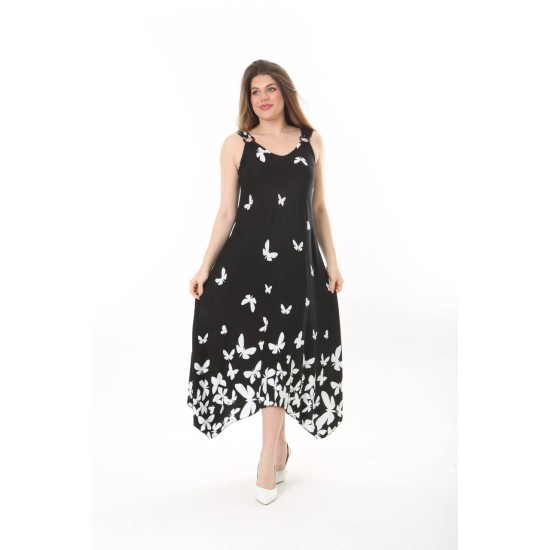 PATTERNED BUCKLED VISCOSE DRESS 189076