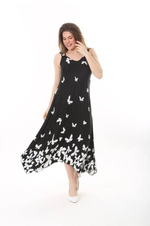 PATTERNED BUCKLED VISCOSE DRESS 189076