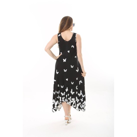 PATTERNED BUCKLED VISCOSE DRESS 189076