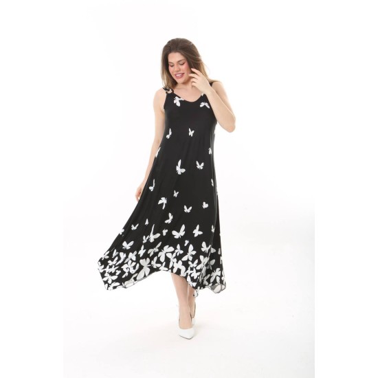 PATTERNED BUCKLED VISCOSE DRESS 189076