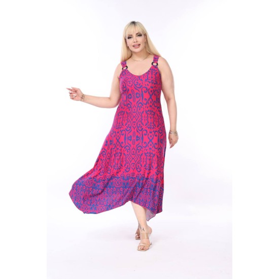 PATTERNED BUCKLED VISCOSE DRESS 189077