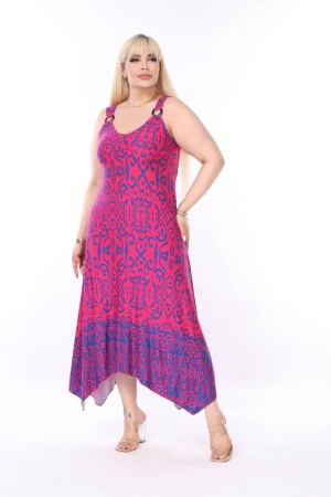 PATTERNED BUCKLED VISCOSE DRESS 189077