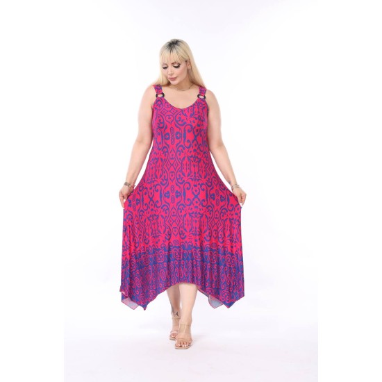 PATTERNED BUCKLED VISCOSE DRESS 189077