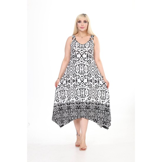 PATTERNED BUCKLED VISCOSE DRESS 189078