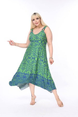 DESENLI TOKALI VISKON ELBISE 189079