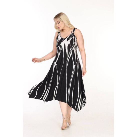 DESENLI TOKALI VISKON ELBISE 189080