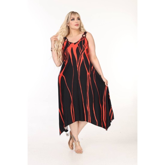 DESENLI TOKALI VISKON ELBISE 189082