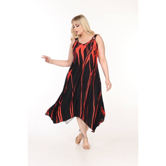 DESENLI TOKALI VISKON ELBISE 189082