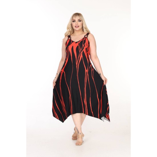 DESENLI TOKALI VISKON ELBISE 189082