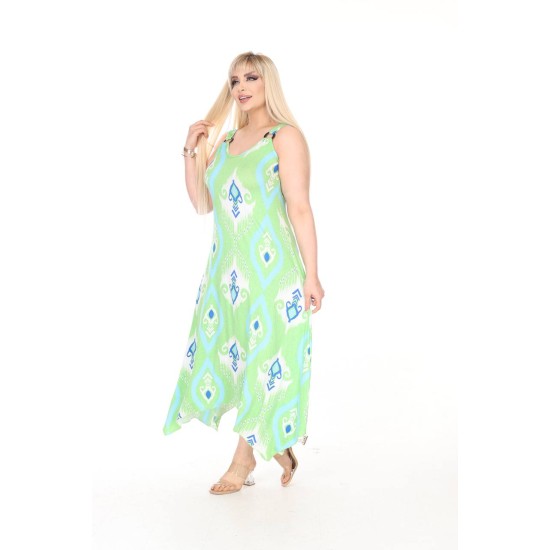 DESENLI TOKALI VISKON ELBISE 189083