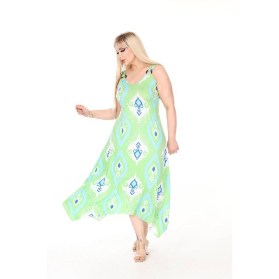 DESENLI TOKALI VISKON ELBISE 189083