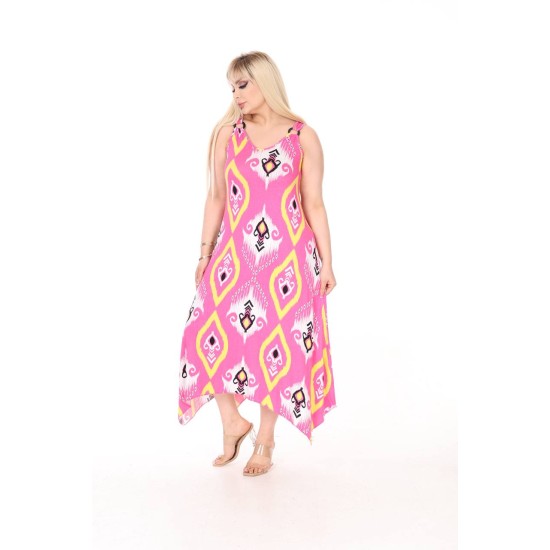 DESENLI TOKALI VISKON ELBISE 189084