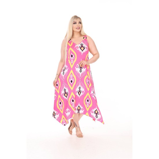 DESENLI TOKALI VISKON ELBISE 189084