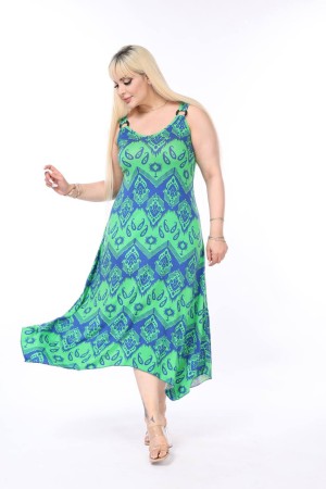 DESENLI TOKALI VISKON ELBISE 189087