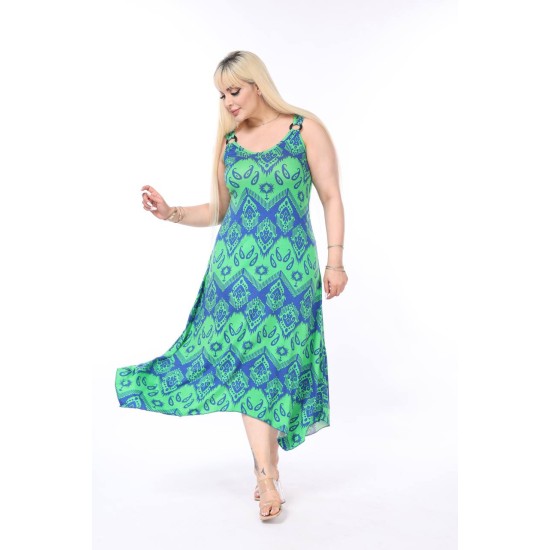 DESENLI TOKALI VISKON ELBISE 189087