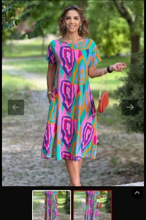 PATTERNED VISCOSE DRESS 188760