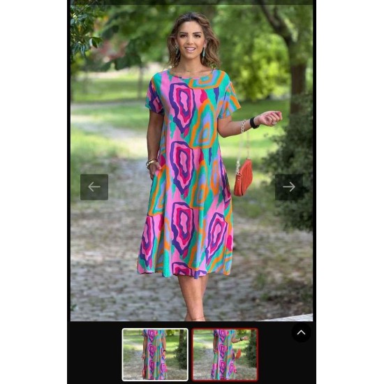 PATTERNED VISCOSE DRESS 188760