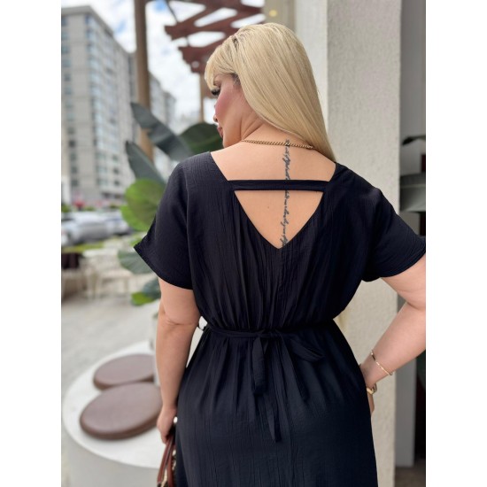 DOKULU KETEN ELBISE 189126