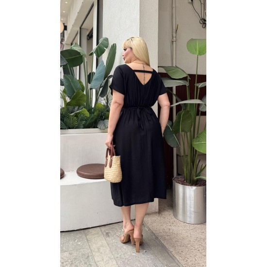 DOKULU KETEN ELBISE 189126