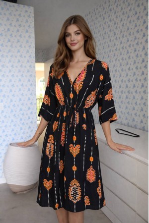 DOKUMA VİSKON KUMAŞ ELBİSE 188384