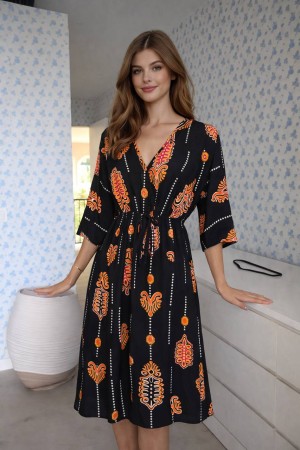 DOKUMA VİSKON KUMAŞ ELBİSE 188384