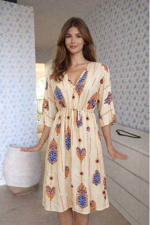 DOKUMA VİSKON KUMAŞ ELBİSE 188386