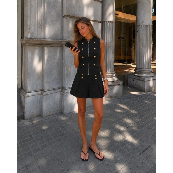 BUTTON DETAIL SKIRT SET 190421