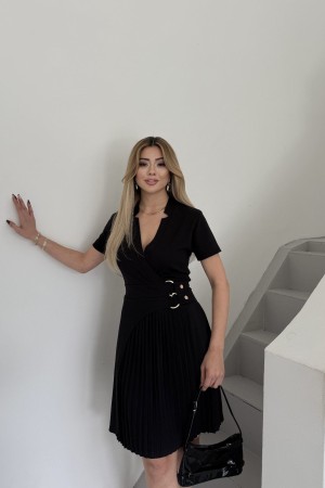 PLEATED STEEL KNIT FABRIC DRESS 189005