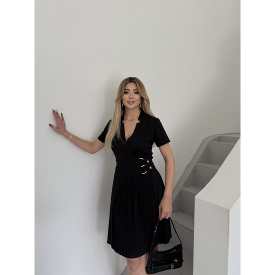 PLEATED STEEL KNIT FABRIC DRESS 189005