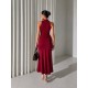 HALTER NECK DRAPED DRESS 190441