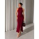 HALTER NECK DRAPED DRESS 190441
