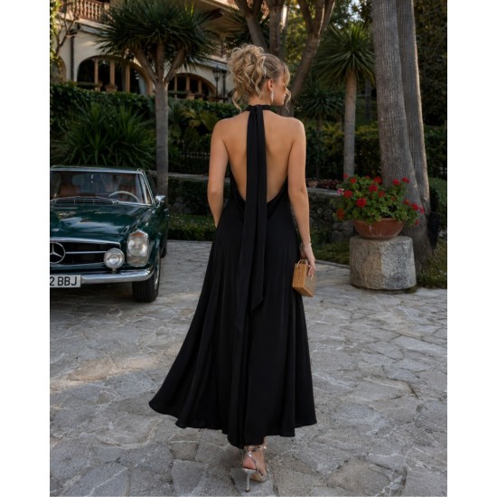 HALTER YAKA SATEN ELBISE 190408
