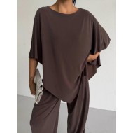 IMPORTED SANDY FABRIC ASYMMETRIC SET 189139