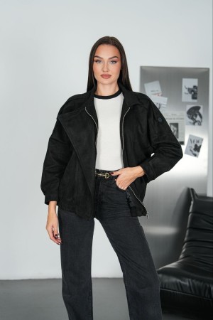 IMPORTED SUEDE FABRIC ZIP-UP JACKET 192303