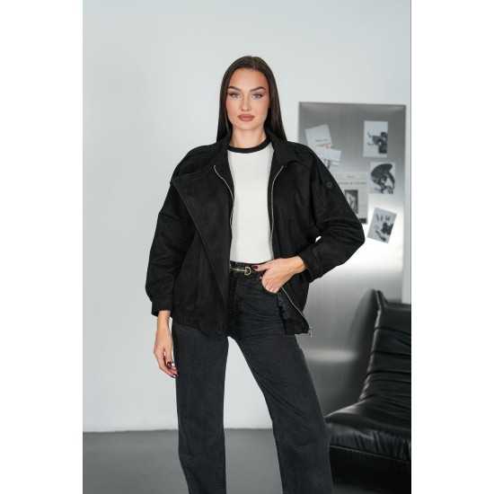 IMPORTED SUEDE FABRIC ZIP-UP JACKET 192303