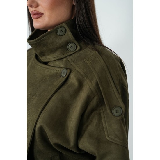 IMPORTED SUEDE FABRIC ZIP-UP JACKET 192304