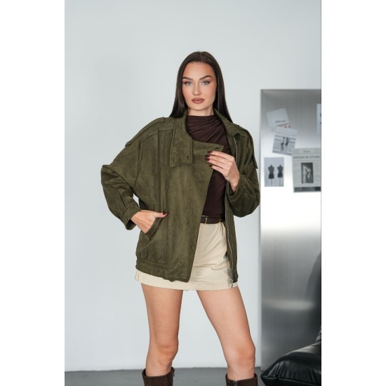 IMPORTED SUEDE FABRIC ZIP-UP JACKET 192304