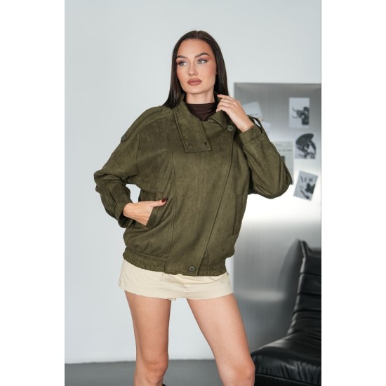 IMPORTED SUEDE FABRIC ZIP-UP JACKET 192304