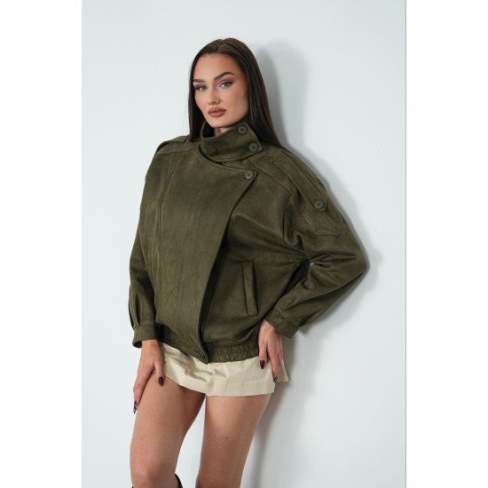 IMPORTED SUEDE FABRIC ZIP-UP JACKET 192304