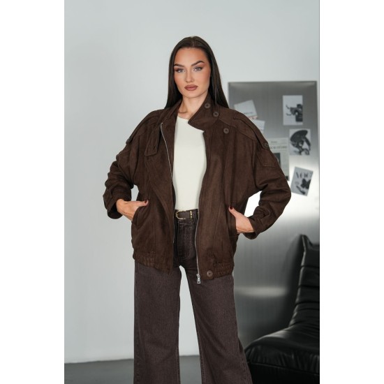 IMPORTED SUEDE FABRIC ZIP-UP JACKET 192305