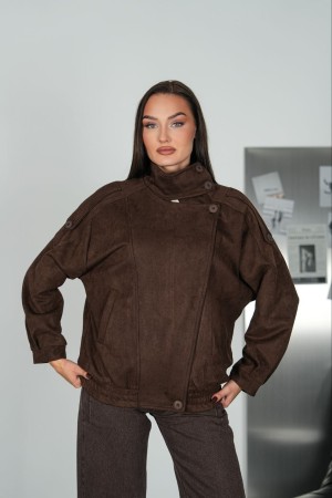 IMPORTED SUEDE FABRIC ZIP-UP JACKET 192305