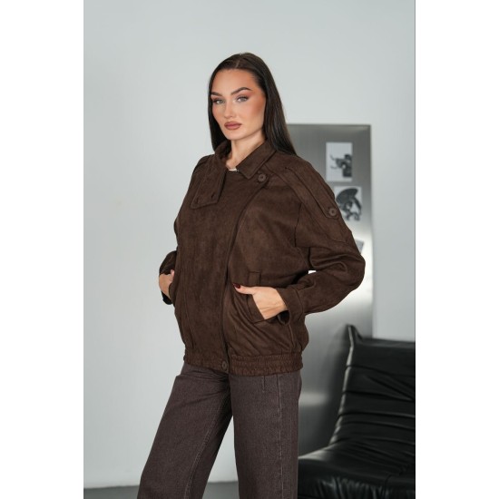 IMPORTED SUEDE FABRIC ZIP-UP JACKET 192305